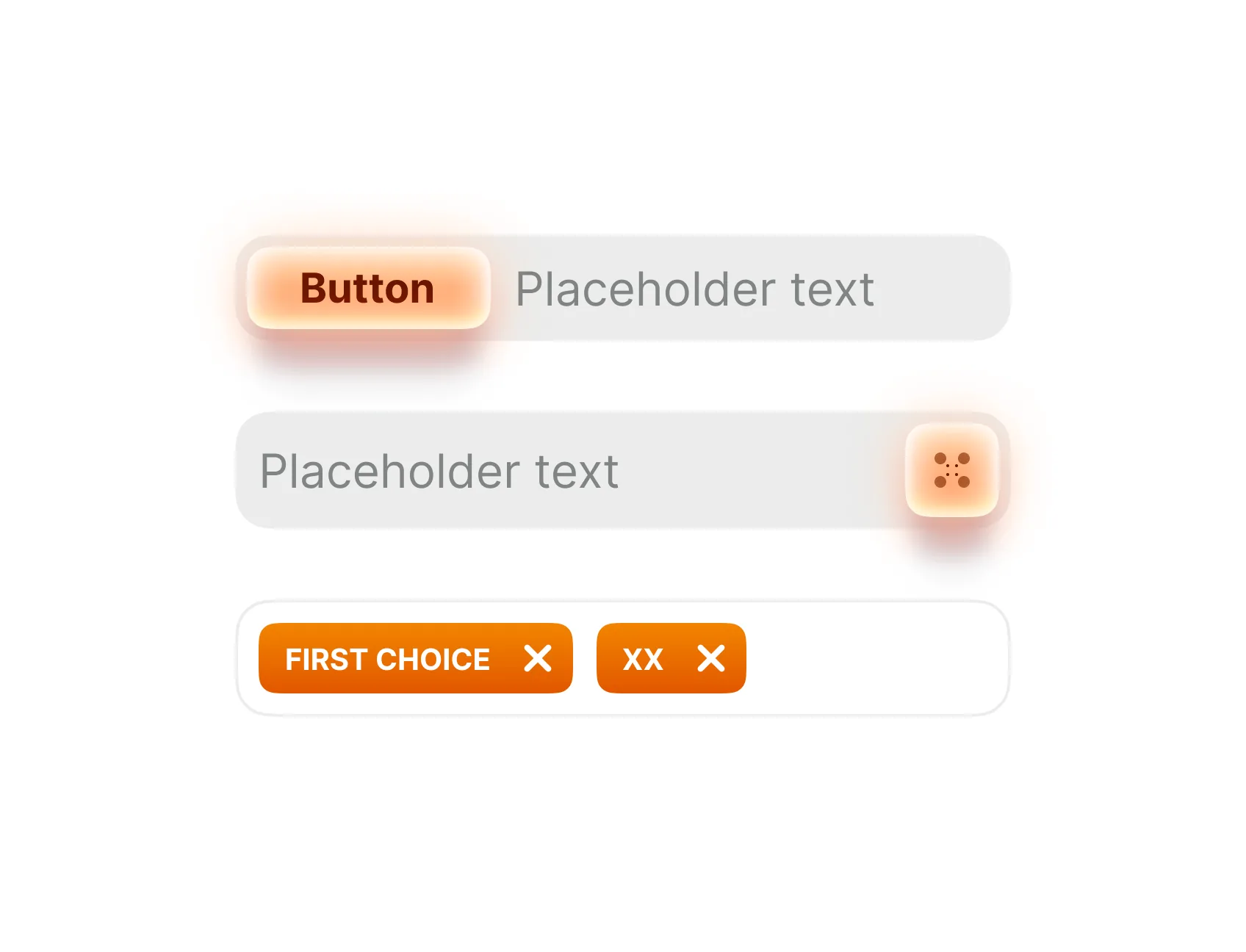 Input field component specification: inline button, action states, and selected choice chips