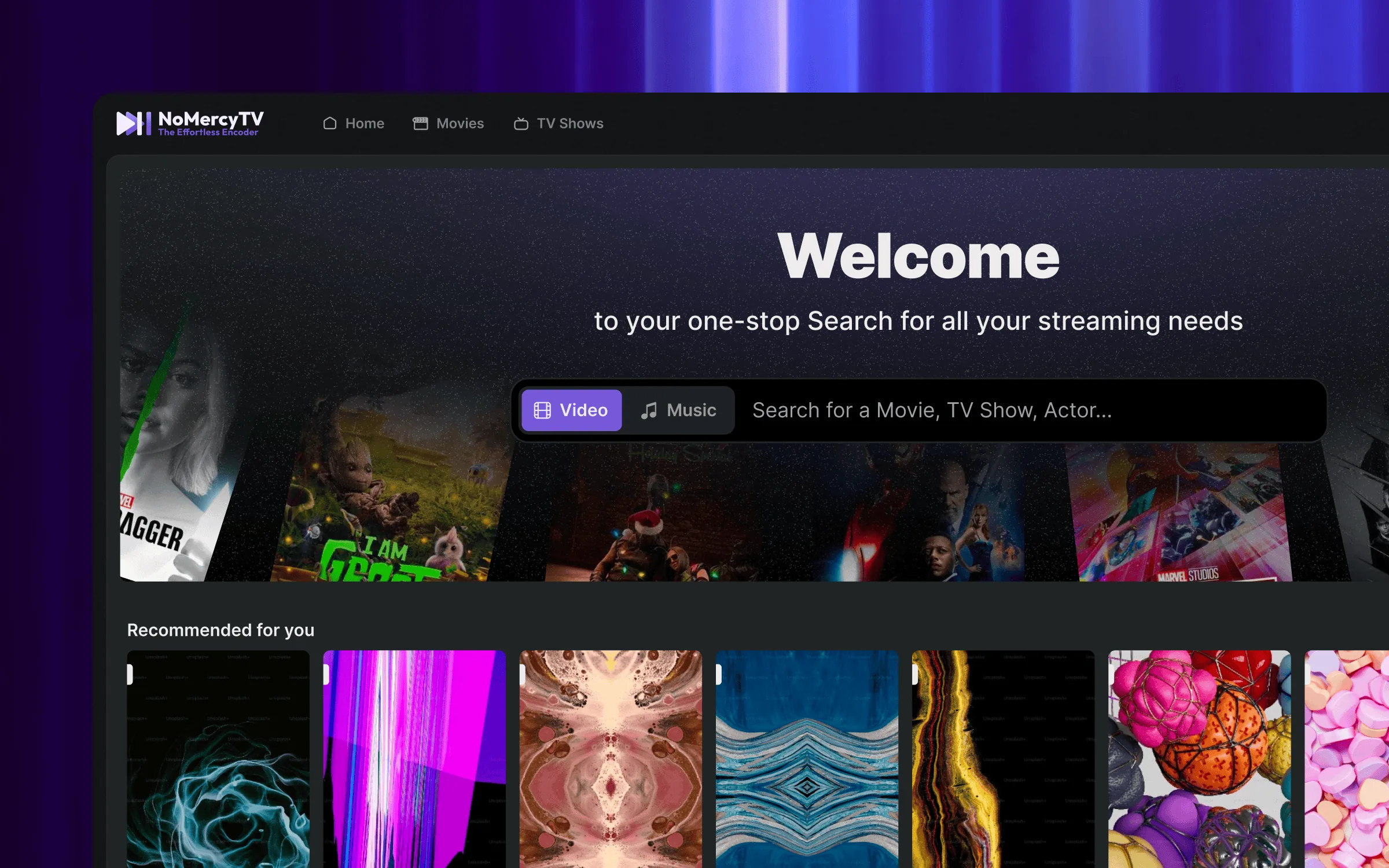 Movie library browsing view showing header-sidebar-content layout