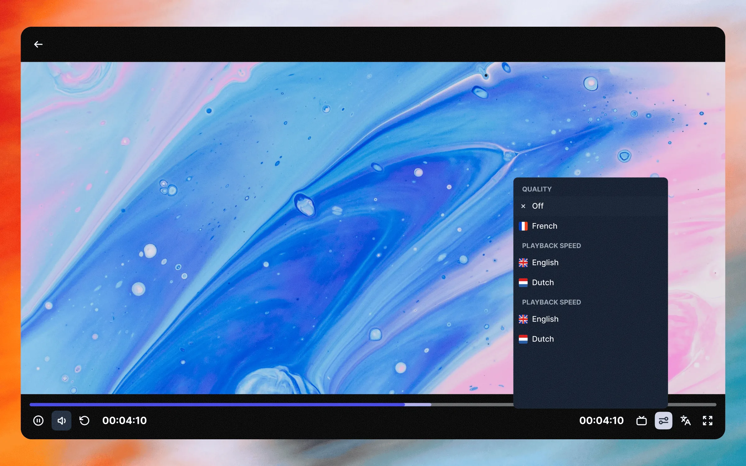 Custom video player with transport controls